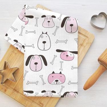 Imagem de Toalhas de cozinha fofas de osso de cachorro, panos de prato para lavar pratos de cozinha, toalha de chá decorativa de microfibra macia, panos de prato toalha de mão para banheiro, casa de fazenda