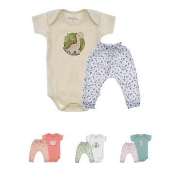 Imagem de 2 Peças Presente Maternidade Enxoval Bebes Recém Nascido Body Mijão Saruel Roupa Para Bebe (DINO)