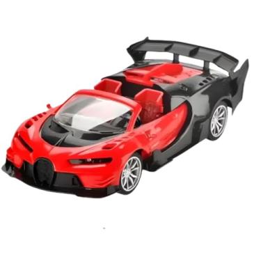 Imagem de Carrinho Controle Remoto Brinquedo Farol Acende Led Esportivo Conversível Carro Buga Vermelha