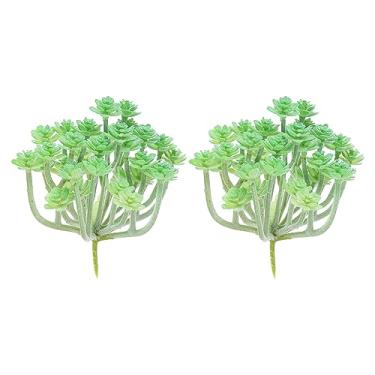 Imagem de Mini plantas suculentas artificiais, pacote com 2 suculentas falsas, sem vaso, suculentas texturizadas realistas para decoração de jardim doméstico, verde