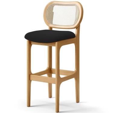 Imagem de Banqueta Alta Para Cozinha Bancada Sala Tela Betta Fixa L02 Bouclê Preto - Lyam