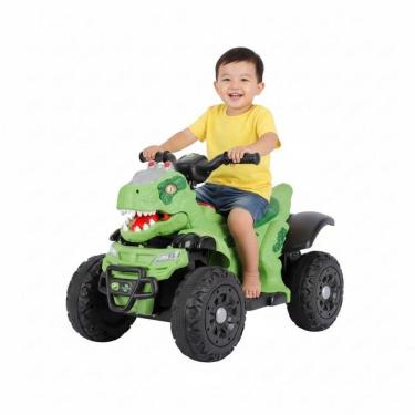 Imagem de Carrinho Quadriciclo Elétrico Infantil 6v Dinossauro Rex Verde
