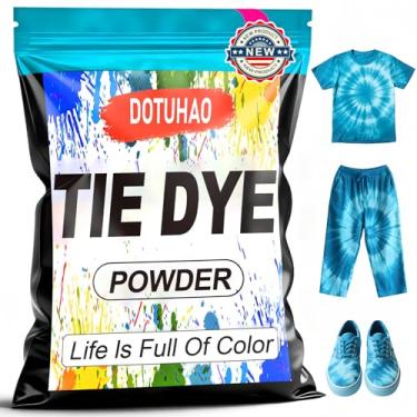 Imagem de DOTUHAO Tie Dye em pó, azul celeste tie dye para roupas, tinta de tecido, permanente e tinta em pó para lavagem rápida, corantes criativos para roupas (azul celeste, 59 g)