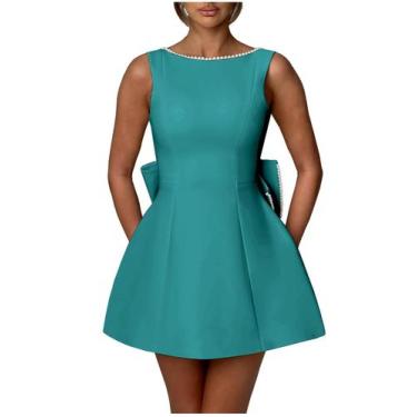 Imagem de Vestido de boas-vindas Sevintage, turquesa, cetim com pérola, US10