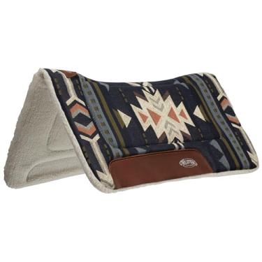 Imagem de Weaver Almofada de sela de cavalo contornada para todos os fins equinos, almofada protetora de absorção de choque, suprimentos para equinos duráveis, Santa Fe-Marinho/Off White, 81 cm x 81 cm