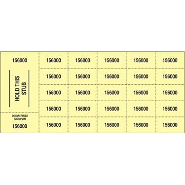 Imagem de 500 bilhetes chineses amarelos - "Hold This Stub" OU "Nome do comprador, e-mail e telefone" - Escolha: 25, 20, 15, 10 ou 5 números de licitação por folha (25 números de licitação por folha, stub com