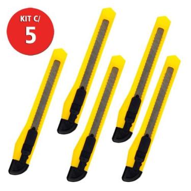 Imagem de Kit 5 Estilete de Plástico Estreito Ergonômico 9mm Beltools