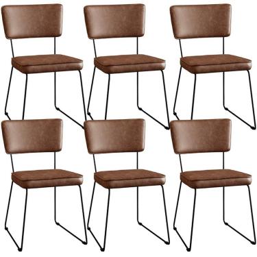 Imagem de Kit 06 Cadeiras Estofada Sala Jantar Couríssimo Marrom