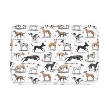 Imagem de Sighthounds Capacho Antiderrapante Greyhound Whippet Cachorro Banho Cozinha Sala De Estar Tapete Carpete, Red, 40 x 60 cm (Square)
