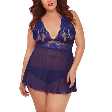 Imagem de Lingerie Sexy Para Mulheres Com Meias Sexy Lencería Mujer De Talla Grande De Espalda Abierta De Encaje De Lencería Babydoll Ropa De Dormir, 04, 3XL