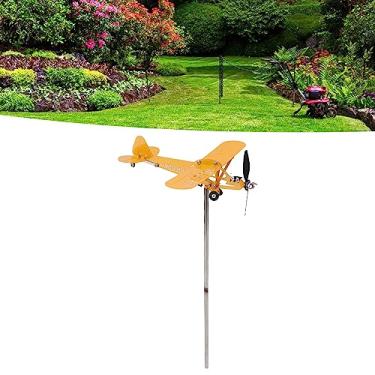 Imagem de Piper J3 Cub Airplane Weathervane Roof Windmill Garden Decor 3D Metal Wind Vane with and Wings for Outdoor Roof Wind Direction Indicator (Small)