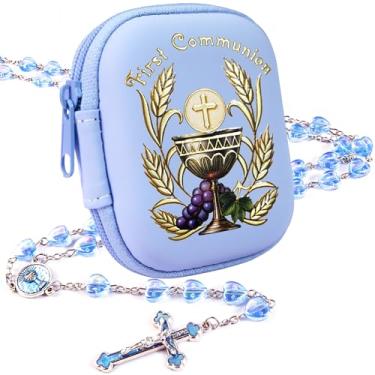 Imagem de PLONKLY Rosário Católico para Mulheres - Contas de Pérola com Cruz Clássica, Caixa de Oração com Zíper da Virgem Maria, Presentes de Primeira Comunhão, Joias de Confirmação de Batismo, 6mm, Zinco, Sem