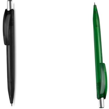 Imagem de Conjunto de Canetas Esferográficas Retráteis, 7 Cores Sortidas, Escrita Azul, Corpo em Papel Reciclado, 15 cm, Kit com 2 e 1 Unidades (Preto e Verde)