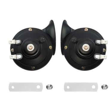 Imagem de buzinas de trem de caminhão 300 decibéis, caracol elétrico de 12 volts à prova d'água buzinas duplas de alto passo, adequado para modificação de carro, caminhão, motocicleta, bicicleta e acessório de