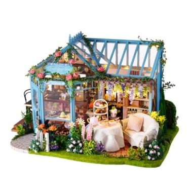 Imagem de Kit Montagem Casa Miniatura - Modelo Salão Chá Rose Garden 1:24, Com Móveis e Acessórios Inclusos, Indicado para Meninos e Meninas a Partir de 14 Anos