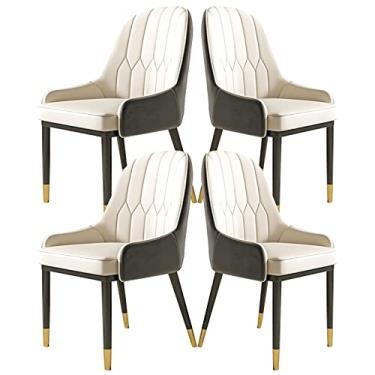 Imagem de Cadeira de jantar, cozinha, sala de jantar, móveis, cadeiras de jantar, conjunto de 4 cadeiras modernas com encosto alto macio para sala de estar, cadeira lateral de couro PU à prova d'água com pernas