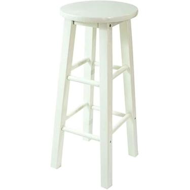 Imagem de Banquetas simples de madeira multiuso leve escada prateleira para biblioteca doméstica loft cozinha -F19N (cor: branco, tamanho: 80 cm de altura)