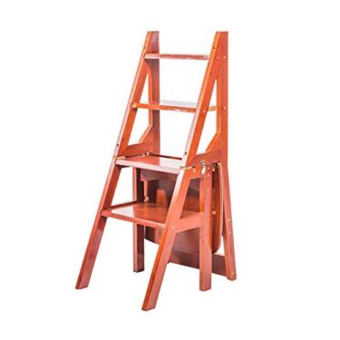 Imagem de Banqueta para casa com 4 degraus, cadeira dobrável para casa, dupla finalidade, loja, decoração, degrau, escadas de madeira multiusos/#4/37X46X89Cm (#3 37X46X89Cm) (#2 37X46X89Cm)