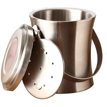 Imagem de Balde de gelo de aço inoxidável isolado de camada dupla com alça portátil, champanhe e refrigerador de vinho, anti-impressão digital, 10,5 cm x 14 cm