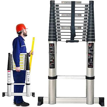 Imagem de F Escada de extensão telescópica de alumínio 8 m 7 m 6,2 m 5 m 3,8 m 3,2 m 2 m 1 m escadas telescópicas para casa telhado RV sótão uso externo interno carga 150 kg conveniente