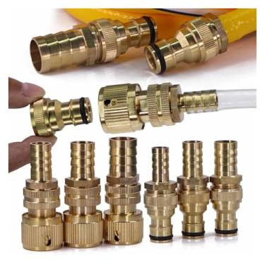 Imagem de Adaptador de farpa de mangueira de latão de 6-32 mm 16 mm conector rápido jardim irrigação tubo de irrigação reparo acoplamento junta encaixe de tubulação (siga-me 2)