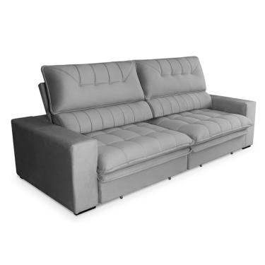 Imagem de Sofá 3 Lugares Retrátil e Reclinável Mustang Veludo Cinza 210 cm