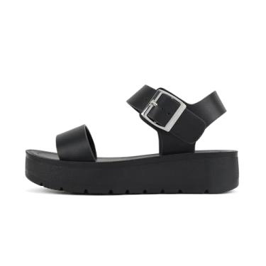 Imagem de Soda Papaya ~ Sandálias femininas de bico aberto com várias alças, D-all PU preto, 37