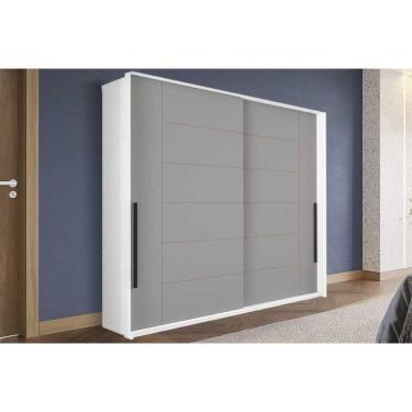 Imagem de Guarda Roupas 2 Portas De Correr E 2 Gavetas Lisboa Branco/cinza - Politorno