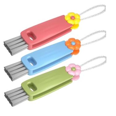 Imagem de Escova de limpeza de tampa de copo pacote de pincéis multifuncional 3 em 1 contendo uma escova de aro, escova de fenda e escova de canto. Adequado para tampas de garrafa, xícaras de café, limpador de