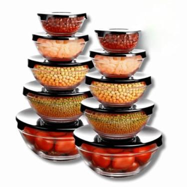 Imagem de Kit Conjunto De Potes Vidro Resistente Organizadores De Cozinha Multiuso(10 Potes)