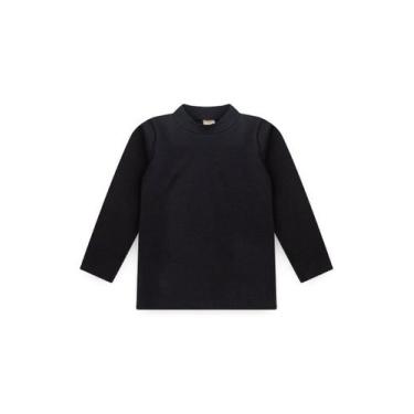Imagem de Blusa Inverno Menina Preto Manga Longa e Gola Alta em Cotton - Molekad