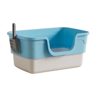 Imagem de Ｂｅｓｇａ Caixa de areia para gatos de pequeno e grande, com peneira anti-respingos, ideal para cantos, Azul