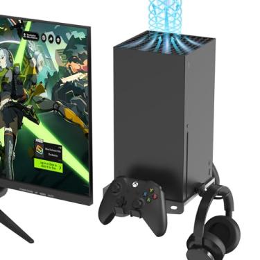 Imagem de Vilante Wall Mount for Xbox Series X, Metal Wall Mount Kit with Detachable 2 Controller Holders & 1 Headphone Hook Vertical Xbox Series X Wall Holder with Efficient Ventilation, Console Facing Forward