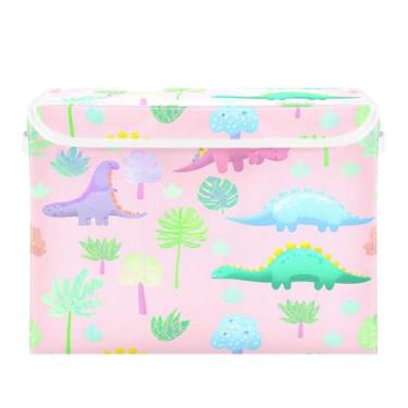 Imagem de SEHANY Cestas de armazenamento engraçadas de dinossauro com tampas, organizador de caixa de armazenamento dobrável, caixas de armazenamento de armário de tecido para roupas cobertor de escritório