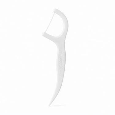 Imagem de Fio Dental com Haste e Ponta Palito Branco Higiene Bucal Pratica Remocao de Placa e Residuos