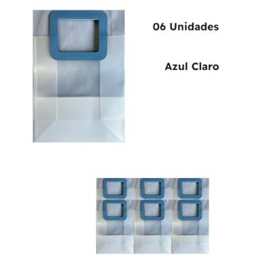Imagem de Kit com 06 Embalagem para Presente 27x12x23cm Sacola Transparente Fosco Impermeávelcom Alça Quadrada em Couro (Azul)