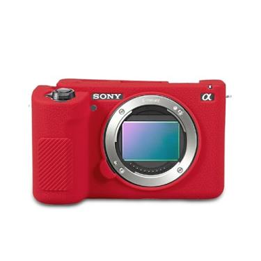 Imagem de STSEETOP Capa de câmera para Sony ZV-E1 – Capa protetora de silicone DSLR, gaiola destacável, à prova de choque, à prova de poeira (vermelha)