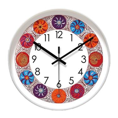 Imagem de Relógio de parede com design floral retrô, 30 cm, silencioso, sem tique-taque