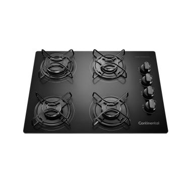 Imagem de Cooktop 4 Bocas a Gás de Vidro Temperado Preto KC4GP Continental Bivolt