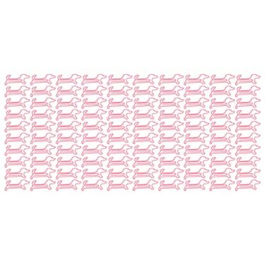 Imagem de 100 peças de clipes de papel fofos em formato de cachorro, à prova de ferrugem, antiderrapante, leve para escritório, escola, organização de arquivos domésticos, material metálico (Rosa)
