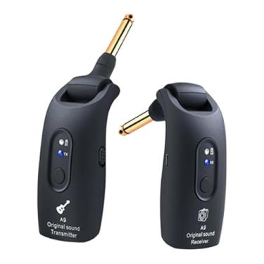 Imagem de Dynwave Transmissor e receptor de guitarra elétrica recarregável, peça para guitarras de madeira, de guitarra portátil sem fio para baixistas, Preto