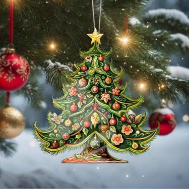 Imagem de Enfeites de Natal, árvore de cristal, enfeites de árvore de Natal feitos à mão, decoração de carro e casa - presentes de Natal, decoração de artesanato em acrílico, ideias de troca de presentes para