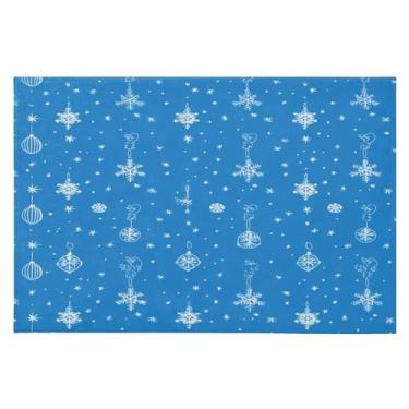Imagem de CEBUGI Tapete de área 60 x 90 cm macio lavável tapete antiderrapante com revestimento de borracha flocos de neve ornamentos de natal tapetes de área para sala de estar, quarto, decoração de casa