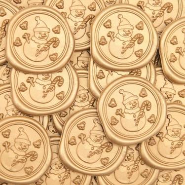 Imagem de 30 peças de adesivos de selo de cera de Natal autoadesivos de selo de envelope de boneco de neve ótimos para presentes de convite de Natal decoração de envelope de cartão de felicitações (marrom)