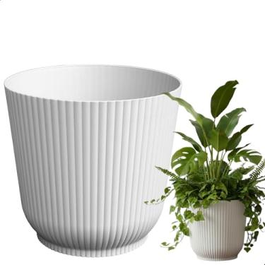 Imagem de Cachepô Talin Branco 1,5L 14cm x 13cm de Polipropileno Duro e Resistente, Compativel com Sistema Autoirrigável - Vaso Decorativo Elegante para Plantas - Top Garden