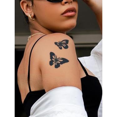 Imagem de Suco de ervas semipermanente simples mini borboleta 7-14 dias sem derramamento sem queda refletivo pulso ombro pescoço braço traseiro clavícula corpo adesivo tatuagem falsa 1 peça