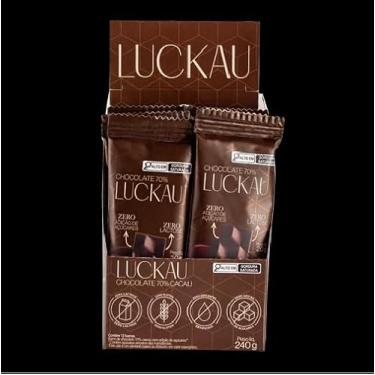 Imagem de DISPLAY BARRAS CHOCOLATE 70% 20G ZERO AÇÚCAR - LUCKAU
