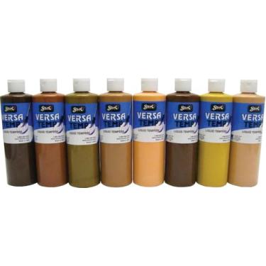Imagem de Sax 1440732 Conjunto de tinta Versatemp Tempera, garrafa de plástico de 1 litro, cores multiculturais sortidas (pacote com 8)