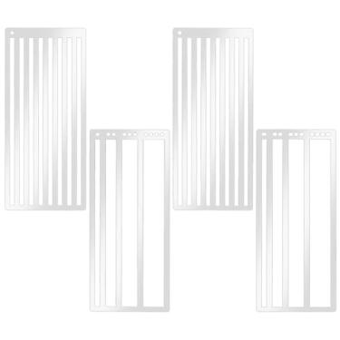 Imagem de FREEBLOSS 4 peças de régua retangular de pintura de diamante para alinhamento preciso de broca de aço inoxidável ferramenta de alinhamento de broca de ponto de diamante para artesanato faça você mesmo