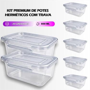Imagem de Kit 30 à 20 Potes 800ml Fitness  Marmita Hermética com Vedação Total A